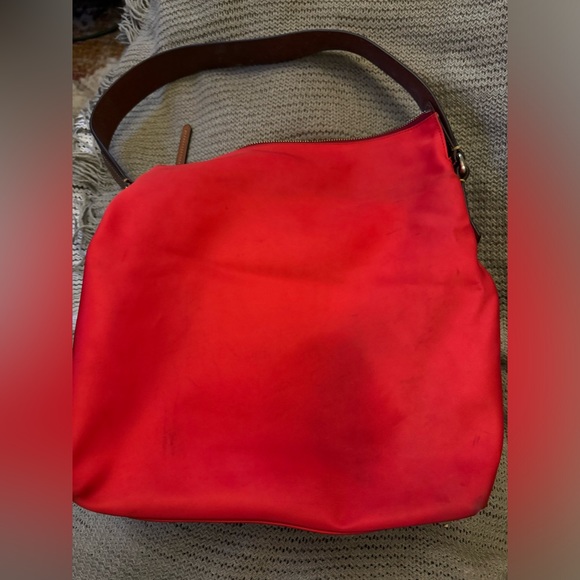 Dooney & Bourke Nylon Red Wayfarer Bag Tan Leather - Picture 7 of 13